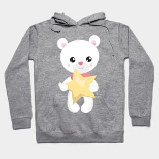 Cute Bear, White Bear, Teddy Bear, Baby Bear, Star Hoodie